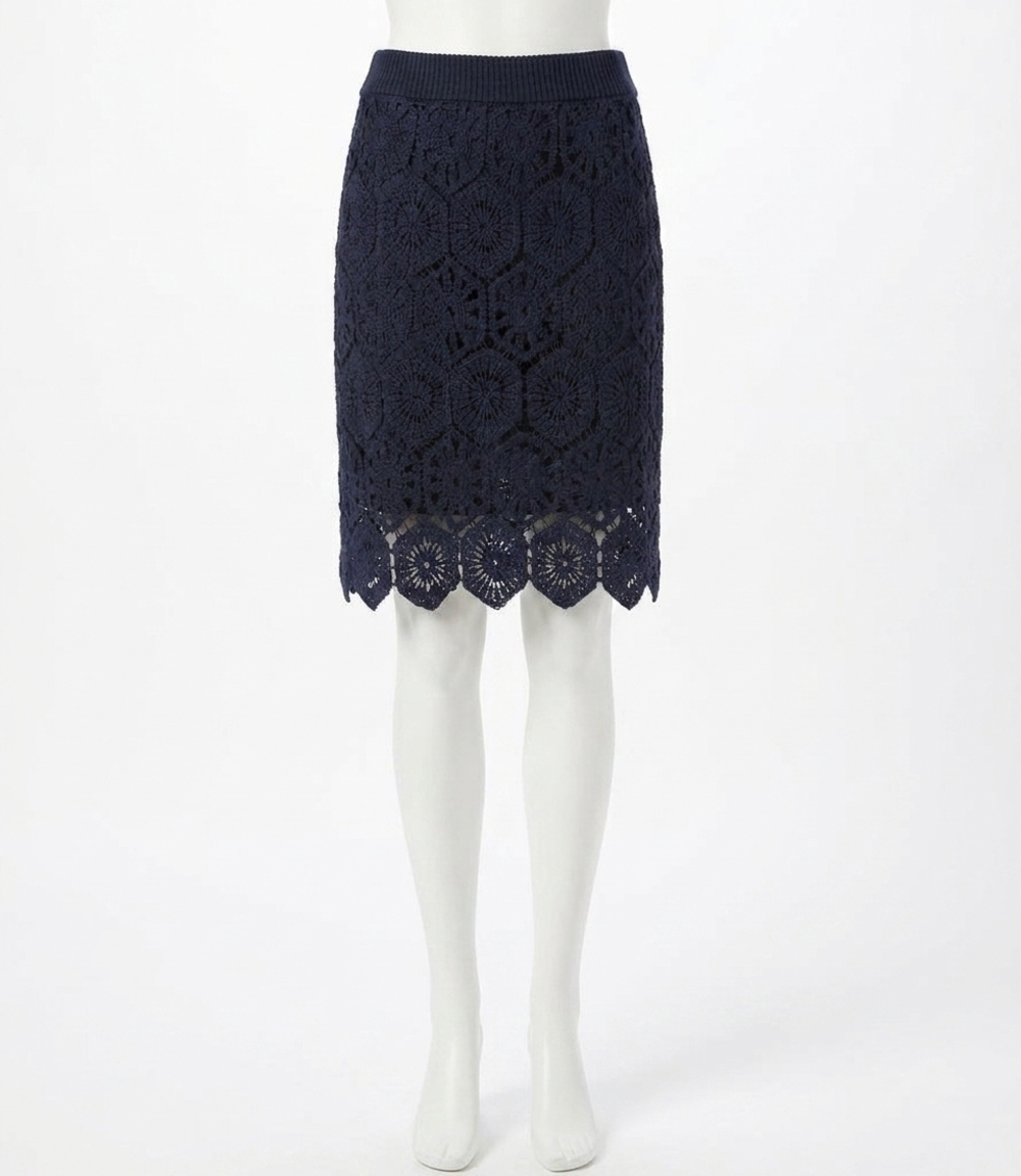NEW KAREN KANE crochet mini skirt in navy